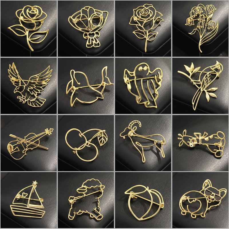 Men Accessories Bouquet - Broches Minimalistes Évidées pour Femmes et