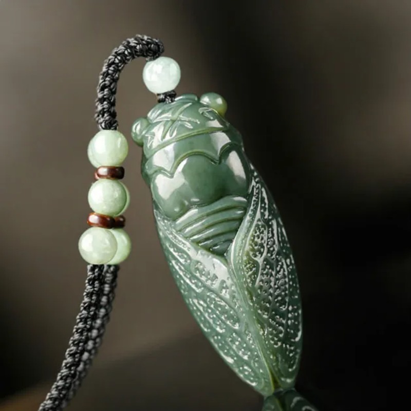 Men Accessories Jewellery - Collier pendentif cigale Hetian, perles naturelles,