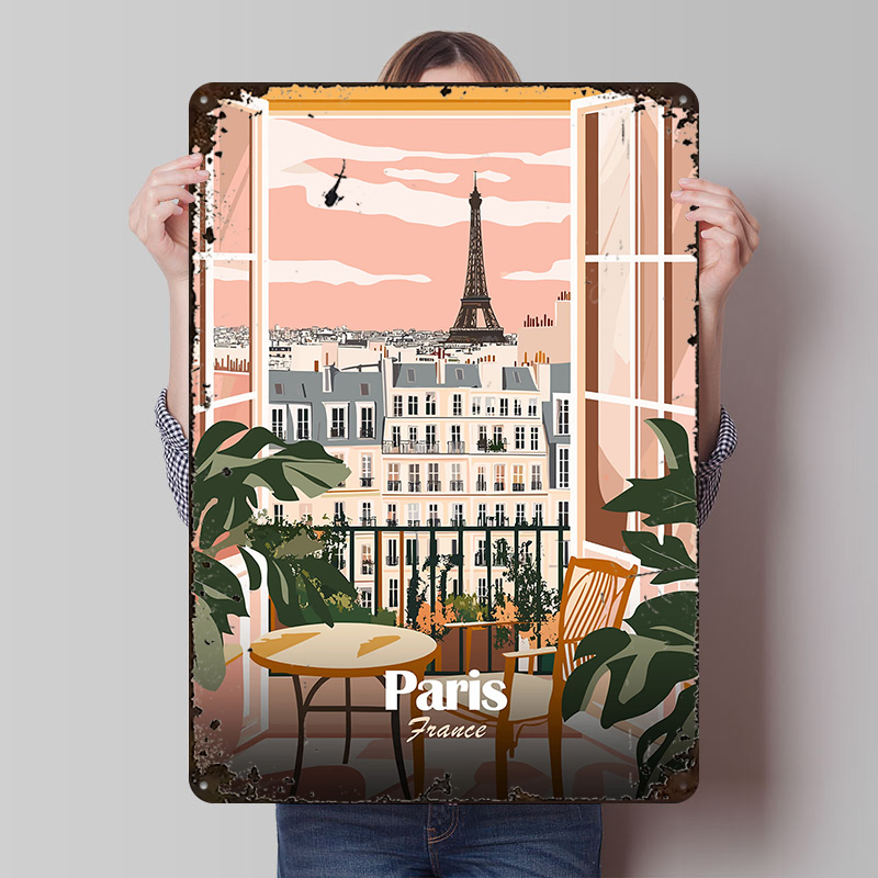 Men'S Accessories Paris - Affiche en métal avec vue sur