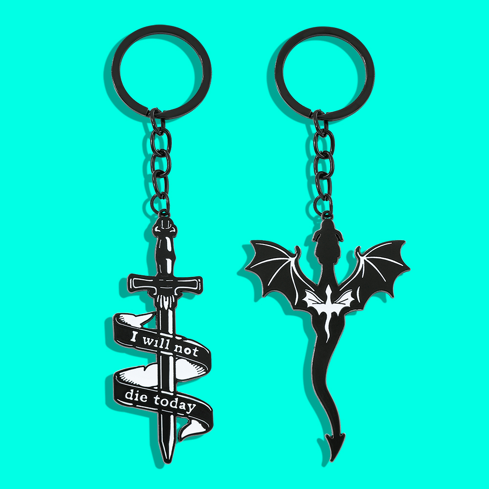 Men Accessories Hand - Porte-clés Dragon noir Fourth Wing, pendentif