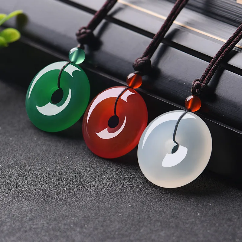 Men Accessories Jewellery - Pendentif beignet en Jade multicolore naturel,