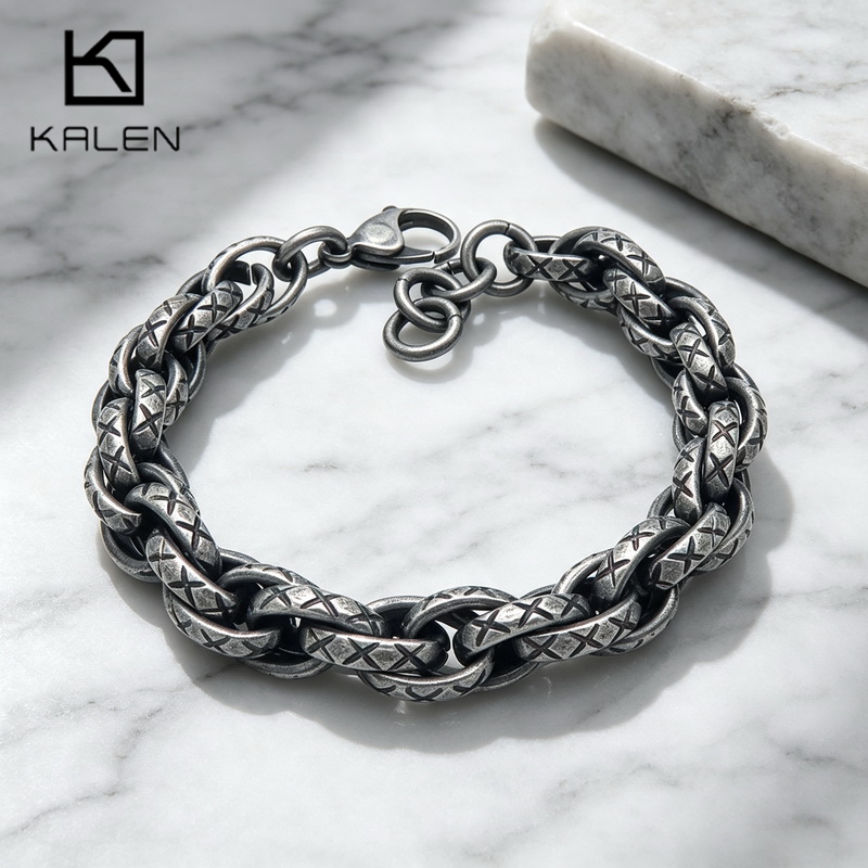 X Men Accessories - Bracelet chaîne cubaine texturée épaisse Kalen