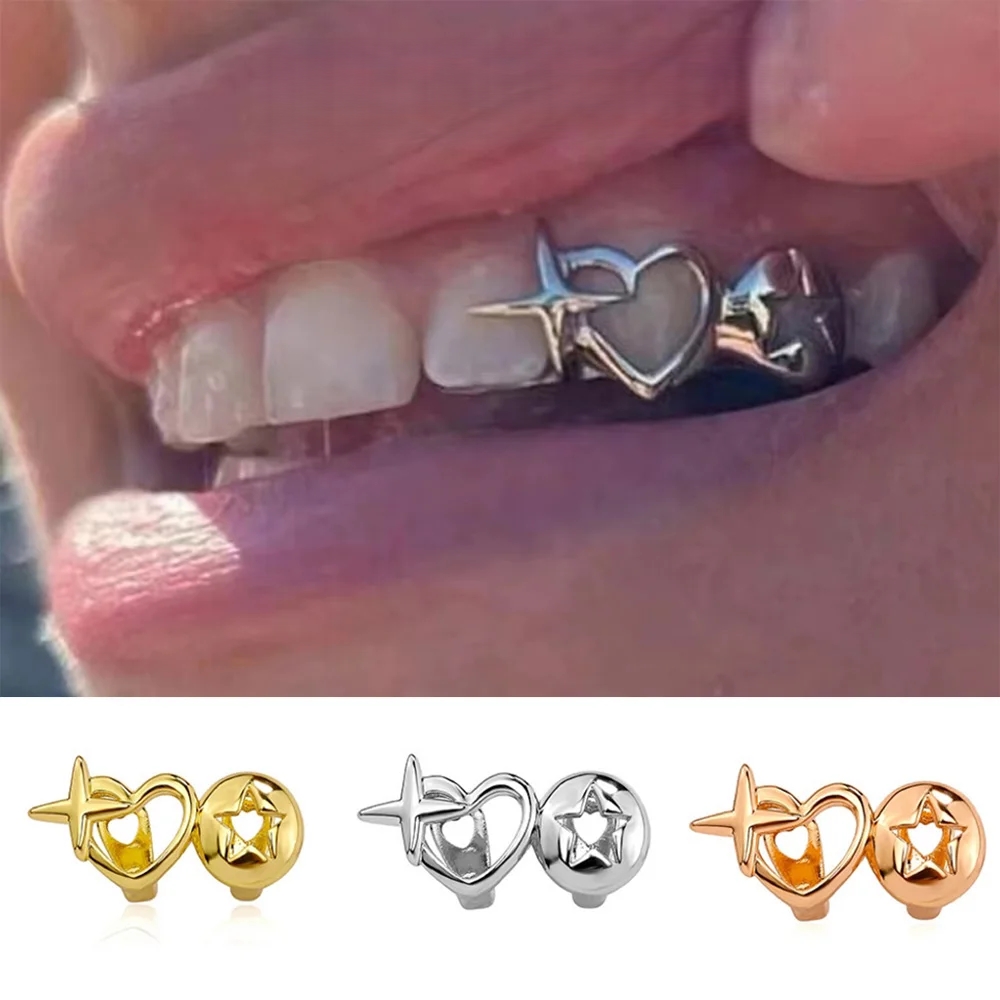Men Accessories In Silver - Punk Hip Hop creux coeur dents