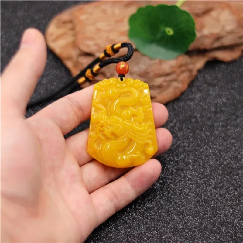 Pendentif Dragon Jade jaune ch - Men Accessories Hand avis et prix