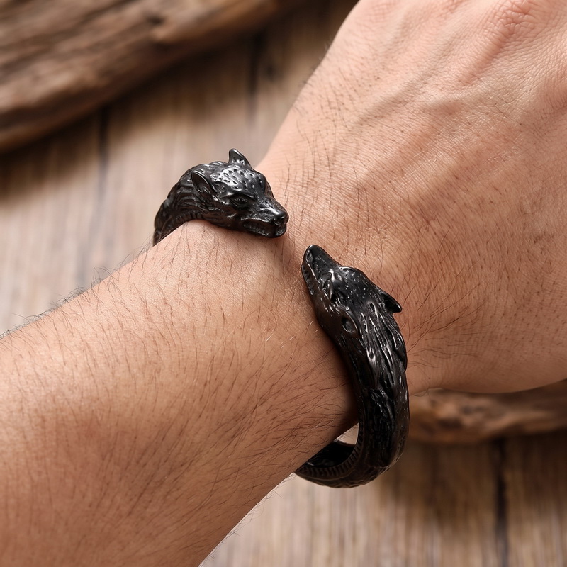 Bracelet à double tête de loup - Men Accessories Bd avis et prix
